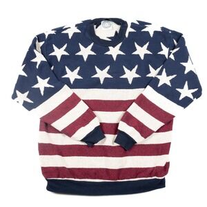 Vintage Sugar Street Weavers Sweater Mens XL American Flag Stars Stripes USA 90s